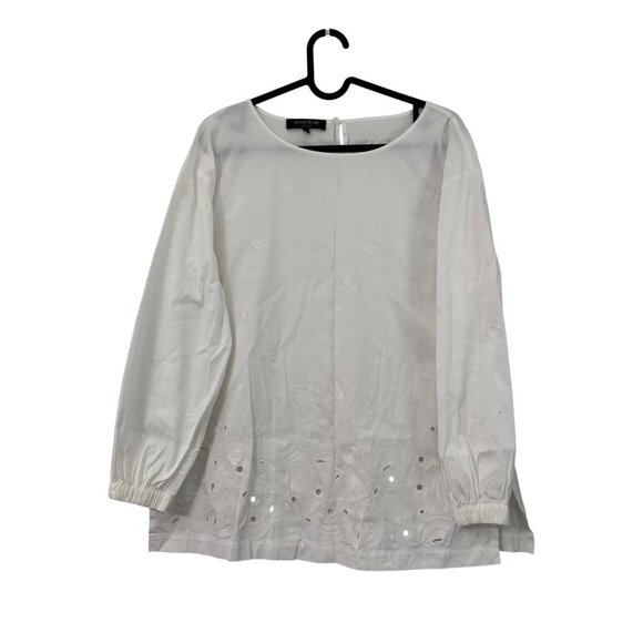 Lafayette 148 New York White Embroidered Blouse Top Womens Size Small - Picture 1 of 7